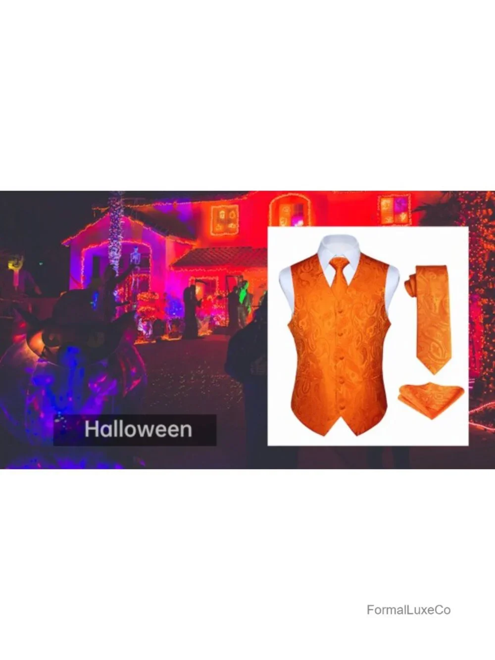 Men's 3pc Paisley Suit Vest Set with Tie & Pocket Square, V-Neck Waistcoat